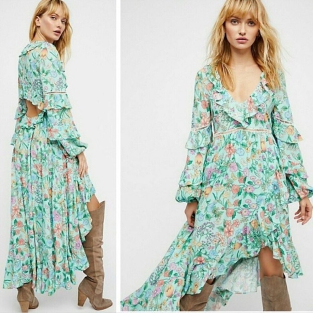 EUC Spell & the Gypsy Collective Birthstone Sayulita Frill Maxi Gown XS